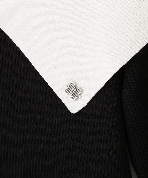 JILL by JILL STUART(ジルバイジルスチュアート)の「◇配色ビッグカラーリブニット(ニット/セーター・レディース・ベージュ/ブラック系その他/ブラック・FREE)」の7枚目の写真