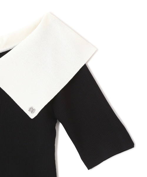 JILL by JILL STUART(ジルバイジルスチュアート)の「◇配色ビッグカラーリブニット(ニット/セーター・レディース・ベージュ/ブラック系その他/ブラック・FREE)」の6枚目の写真