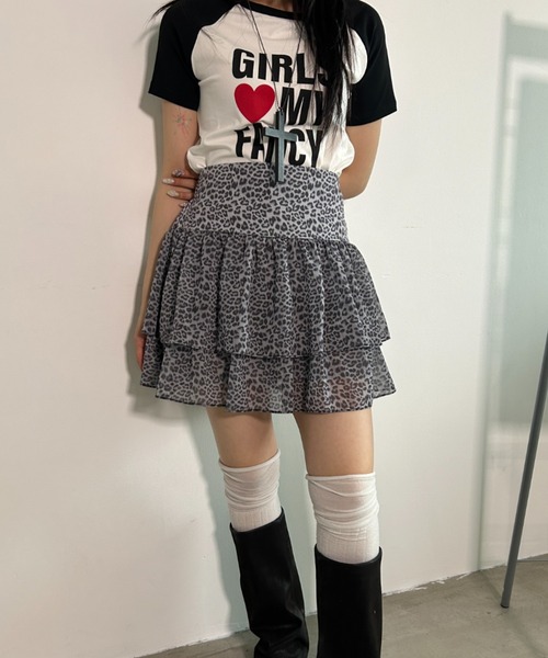 .KOM(ドットコム)の「A'GEM/9 × .kom 『.KOM/ドットケーオーエム』 レオパードフリルスカート(スカート・レディース・ピンク/ブラック・FREE)」の9枚目の写真