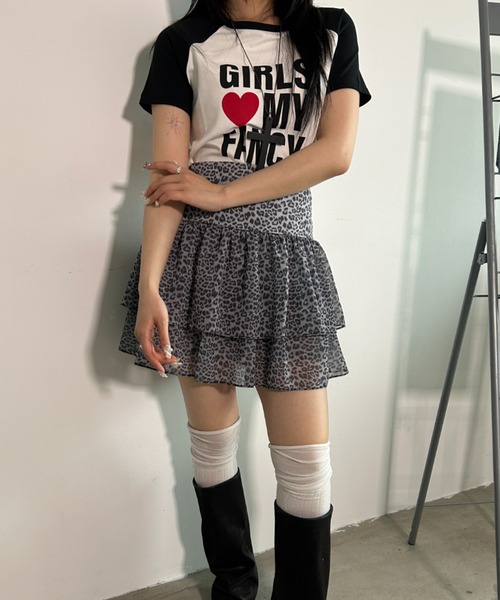 .KOM(ドットコム)の「A'GEM/9 × .kom 『.KOM/ドットケーオーエム』 レオパードフリルスカート(スカート・レディース・ピンク/ブラック・FREE)」の7枚目の写真