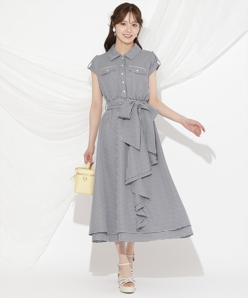 【タグ付き新品】ウィルセレクション＊ラッフルリボンタイシャツワンピース　デニム 美品】ラッフルリボンタイシャツワンピース ウィルセレクション