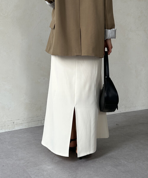 Thevon（ゼボン）の「Iラインマーメイドスカート（スカート・レディース・チャコールグレー/アイボリー/ブラック・M/S）」の4枚目の写真