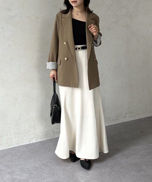 Thevon（ゼボン）の「Iラインマーメイドスカート（スカート・レディース・チャコールグレー/アイボリー/ブラック・M/S）」の7枚目の写真