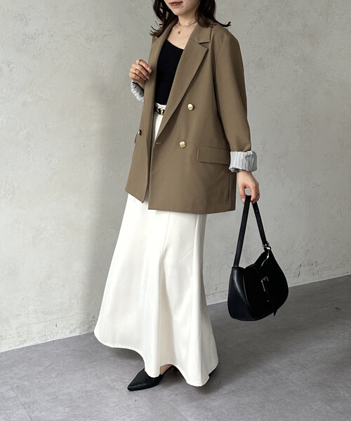 Thevon（ゼボン）の「Iラインマーメイドスカート（スカート・レディース・チャコールグレー/アイボリー/ブラック・M/S）」の9枚目の写真