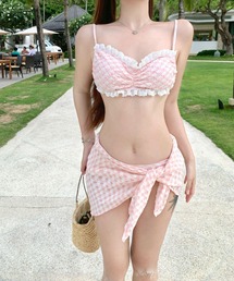 ピンク チェック柄 ビキニ Amazon.co.jp: [エレガントモーメント] ピンク/パープル