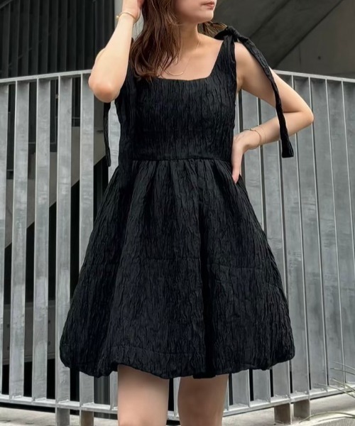 ワンピース organdie balloon ribbon one-piece organdie balloon ribbon one-piece