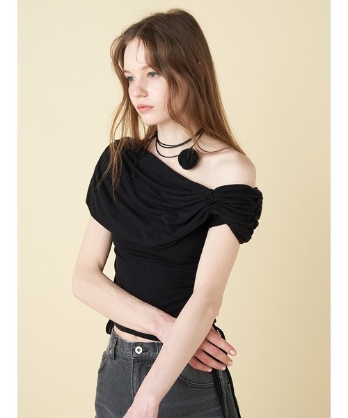FURFUR(ファーファー)の「【WEB・一部店舗限定カラー】ドレープローズトップス(Tシャツ/カットソー・レディース・サックスブルー/ブラック/ピンク/ホワイト・FREE)」の12枚目の写真