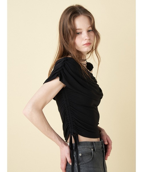 FURFUR(ファーファー)の「【WEB・一部店舗限定カラー】ドレープローズトップス(Tシャツ/カットソー・レディース・サックスブルー/ブラック/ピンク/ホワイト・FREE)」の15枚目の写真