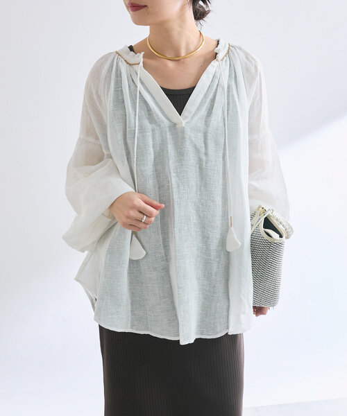 RIVE DROITE(リヴドロワ)の「【à Nice (ア ・ニース)】 ビーズ刺繍ブラウス(シャツ/ブラウス・レディース・オフホワイト/ブルー/オレンジ/レッド/ダークブラウン・FREE)」の18枚目の写真