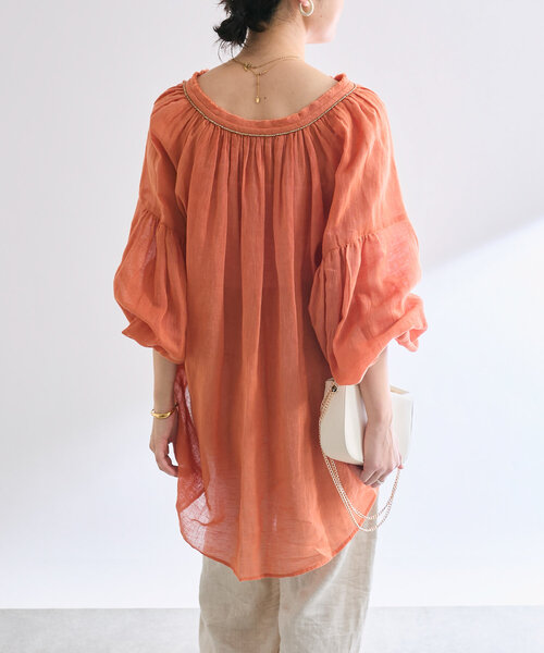 RIVE DROITE(リヴドロワ)の「【à Nice (ア ・ニース)】 ビーズ刺繍ブラウス(シャツ/ブラウス・レディース・オフホワイト/ブルー/オレンジ/レッド/ダークブラウン・FREE)」の12枚目の写真