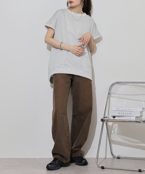 atONE(アットワン)の「ラメ混裏毛デザインフレンチスリーブプルオーバートップス(Tシャツ/カットソー・レディース・杢グレー/オートミール/チャコール・L/M)」の15枚目の写真