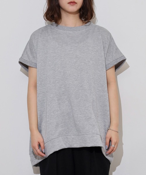 atONE(アットワン)の「ラメ混裏毛デザインフレンチスリーブプルオーバートップス(Tシャツ/カットソー・レディース・杢グレー/オートミール/チャコール・L/M)」の16枚目の写真