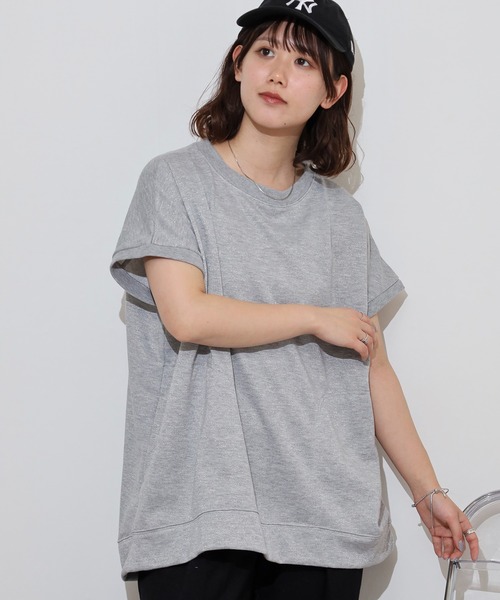 atONE(アットワン)の「ラメ混裏毛デザインフレンチスリーブプルオーバートップス(Tシャツ/カットソー・レディース・杢グレー/オートミール/チャコール・L/M)」の5枚目の写真