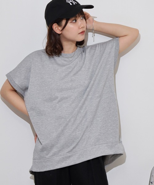 atONE(アットワン)の「ラメ混裏毛デザインフレンチスリーブプルオーバートップス(Tシャツ/カットソー・レディース・杢グレー/オートミール/チャコール・L/M)」の6枚目の写真