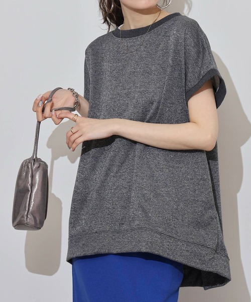 atONE(アットワン)の「ラメ混裏毛デザインフレンチスリーブプルオーバートップス(Tシャツ/カットソー・レディース・杢グレー/オートミール/チャコール・L/M)」の8枚目の写真