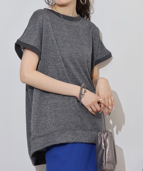 atONE(アットワン)の「ラメ混裏毛デザインフレンチスリーブプルオーバートップス(Tシャツ/カットソー・レディース・杢グレー/オートミール/チャコール・L/M)」の10枚目の写真