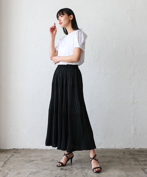 No Rule No Line(ノール-ルノーライン)の「プリーツティアードマキシスカート Aラインスカート(スカート・レディース・チャコール/ネイビー/ブラック・FREE)」の22枚目の写真