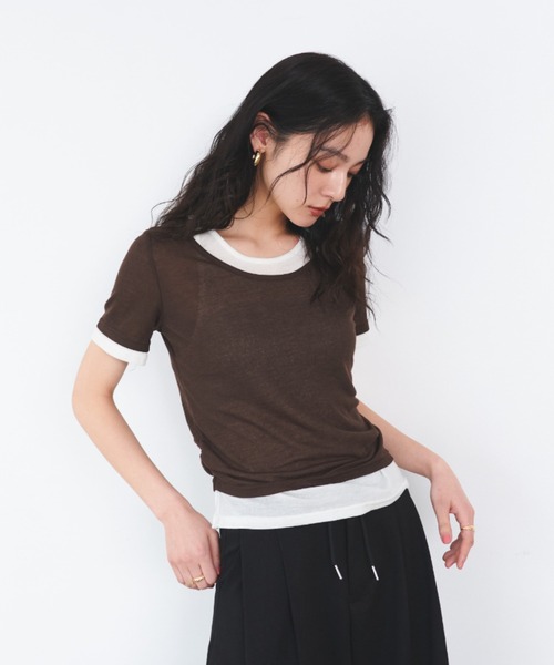 FMiBL（ファミル）の「レイヤードシアートップス（Tシャツ/カットソー・レディース・ブラック/グリーン/ブルー/ブラウン・FREE）」の2枚目の写真