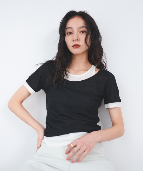 レイヤードシアートップス レイヤードシアートップス（Tシャツ/カットソー）｜FMiBL