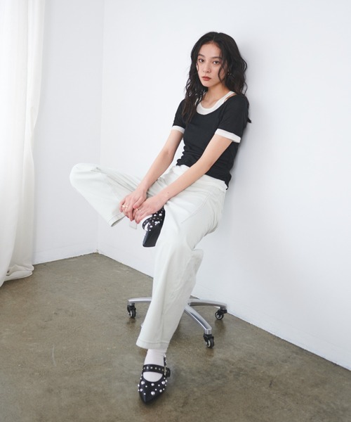 FMiBL（ファミル）の「レイヤードシアートップス（Tシャツ/カットソー・レディース・ブラック/グリーン/ブルー/ブラウン・FREE）」の12枚目の写真