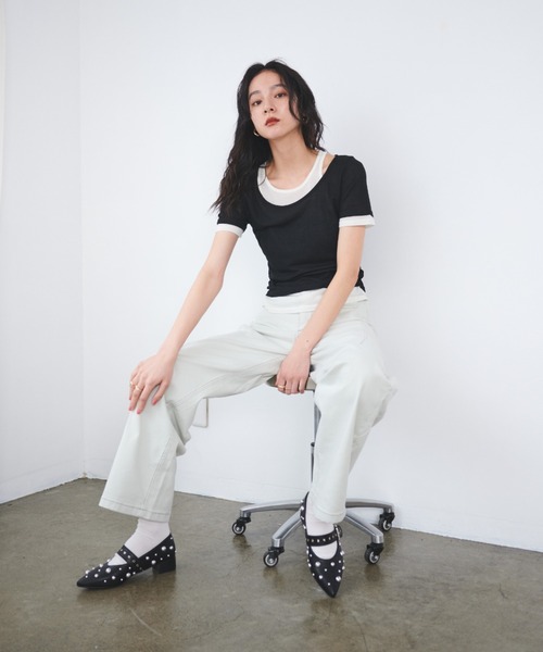 FMiBL（ファミル）の「レイヤードシアートップス（Tシャツ/カットソー・レディース・ブラック/グリーン/ブルー/ブラウン・FREE）」の13枚目の写真