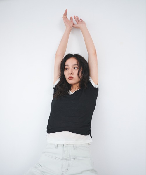 FMiBL（ファミル）の「レイヤードシアートップス（Tシャツ/カットソー・レディース・ブラック/グリーン/ブルー/ブラウン・FREE）」の7枚目の写真