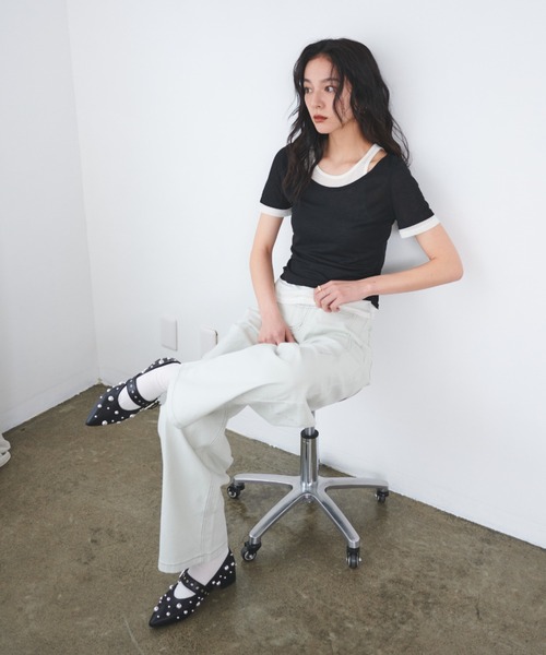 tシャツ アシメツインシアートップス/レイヤードトップス レディース レイヤードシアートップス（Tシャツ/カットソー）｜FMiBL
