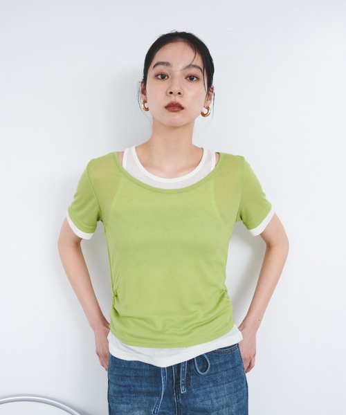 FMiBL（ファミル）の「レイヤードシアートップス（Tシャツ/カットソー・レディース・ブラック/グリーン/ブルー/ブラウン・FREE）」の15枚目の写真