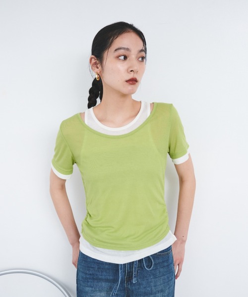 FMiBL（ファミル）の「レイヤードシアートップス（Tシャツ/カットソー・レディース・ブラック/グリーン/ブルー/ブラウン・FREE）」の16枚目の写真