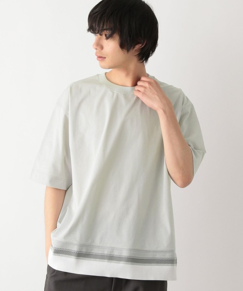 GLOBAL WORK(グローバルワーク)の「サラサラ快適DRYTシャツ/切り替え/半袖/323115(Tシャツ/カットソー・メンズ・ブルー/グリーン/チャコールグレー/グレイッシュベージュ/オフホワイト・XX-LARGE/X-SMALL/3XL/LARGE/MEDIUM/SMALL/X-LARGE)」の3枚目の写真