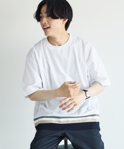 GLOBAL WORK(グローバルワーク)の「サラサラ快適DRYTシャツ/切り替え/半袖/323115(Tシャツ/カットソー・メンズ・ブルー/グリーン/チャコールグレー/グレイッシュベージュ/オフホワイト・XX-LARGE/X-SMALL/3XL/LARGE/MEDIUM/SMALL/X-LARGE)」の7枚目の写真