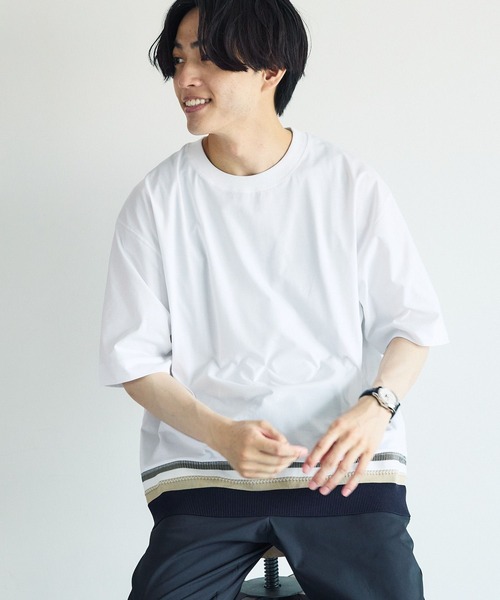 GLOBAL WORK(グローバルワーク)の「サラサラ快適DRYTシャツ/切り替え/半袖/323115(Tシャツ/カットソー・メンズ・ブルー/グリーン/チャコールグレー/グレイッシュベージュ/オフホワイト・XX-LARGE/X-SMALL/3XL/LARGE/MEDIUM/SMALL/X-LARGE)」の8枚目の写真