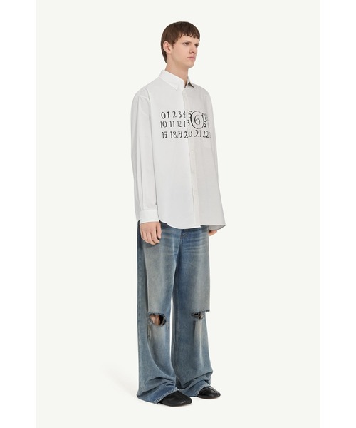 maison margiela シャツ Buy Maison Margiela men blue stripe oversized shirt for $592