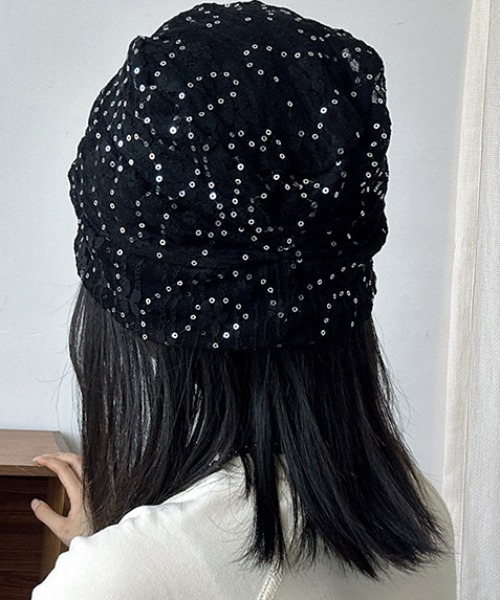 セール】Sequin Flower Lace Beanie（ニットキャップ/ビーニー