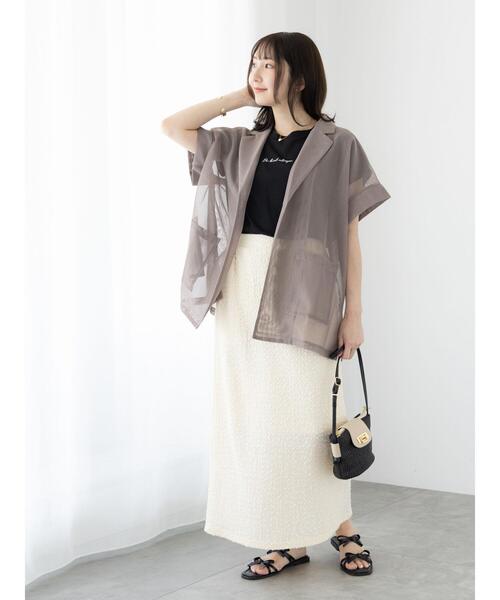 Te chichi TERRASSE(テチチテラス)の「カットジャカードナロースカート(スカート・レディース・イエロー/オフホワイト/ブラック・F)」の4枚目の写真