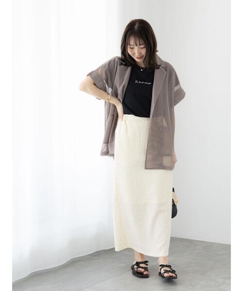 Te chichi TERRASSE(テチチテラス)の「カットジャカードナロースカート(スカート・レディース・イエロー/オフホワイト/ブラック・F)」の5枚目の写真