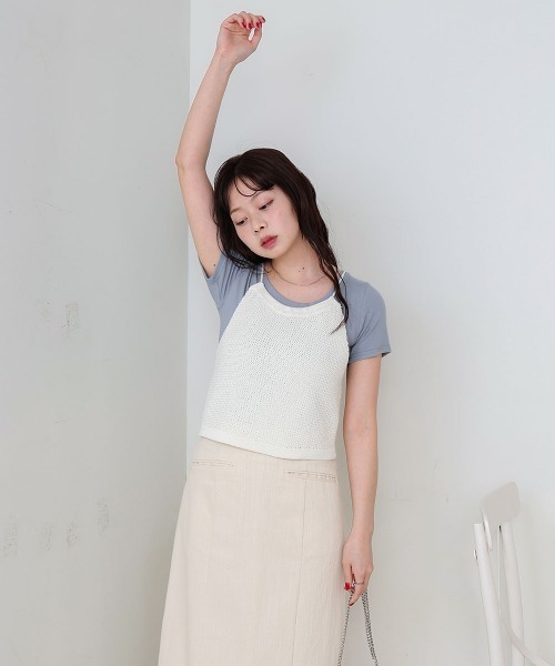 Bab(バブ)の「前後2WAYアメスリリボンニットベスト(ベスト・レディース・アイボリー/ブラック/ピンク・M)」の6枚目の写真
