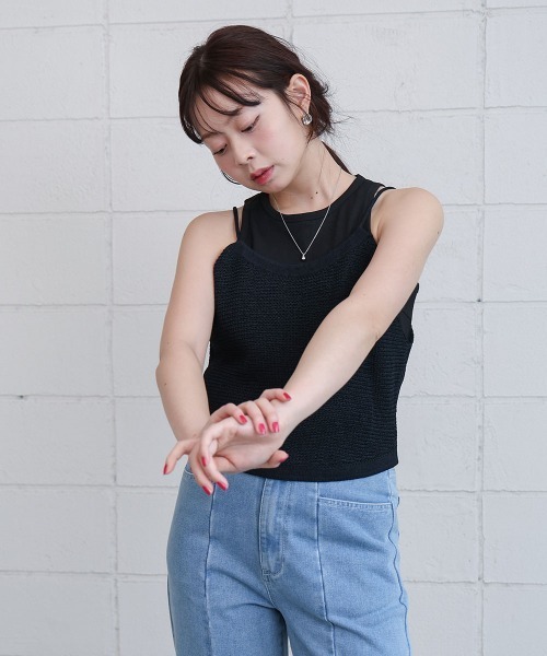 Bab(バブ)の「前後2WAYアメスリリボンニットベスト(ベスト・レディース・アイボリー/ブラック/ピンク・M)」の13枚目の写真