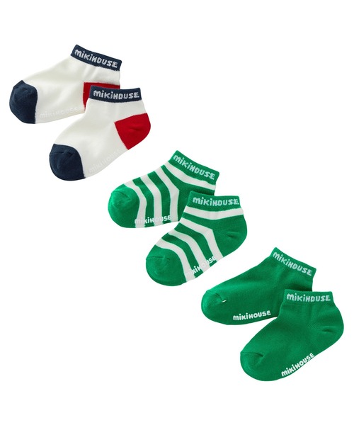 MIKI HOUSE（ミキハウス）の「【WEB限定】ローカットソックスパック３足セット（ソックス/靴下・キッズ・ブルー/ネイビー/イエロー/パープル/レッド/グリーン/ピンク/ライトグリーン・11-13cm/13-15cm/15-17cm/17-19cm）」の2枚目の写真