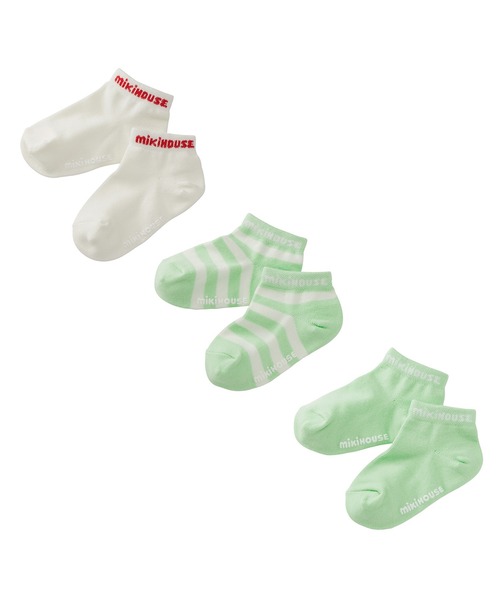 MIKI HOUSE（ミキハウス）の「【WEB限定】ローカットソックスパック３足セット（ソックス/靴下・キッズ・ブルー/ネイビー/イエロー/パープル/レッド/グリーン/ピンク/ライトグリーン・11-13cm/13-15cm/15-17cm/17-19cm）」の3枚目の写真