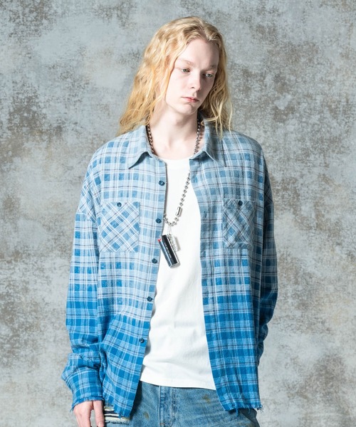 【美品 Lサイズ】glamb ボヘミアン スタンドカラー シャツ　柄シャツ glamb（グラム）の「glamb グラム / Bohemian stand collar SH