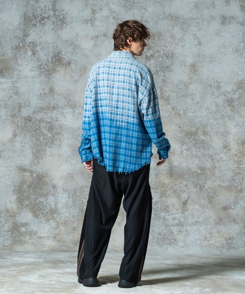 glamb(グラム)の「Bleach Check Shirt / ブリーチチェックシャツ(シャツ/ブラウス・メンズ・ブルー/レッド・S/M/L)」の9枚目の写真