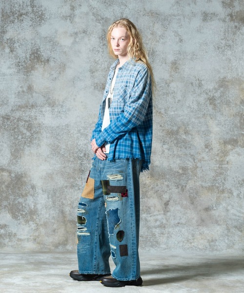 glamb(グラム)の「Bleach Check Shirt / ブリーチチェックシャツ(シャツ/ブラウス・メンズ・ブルー/レッド・S/M/L)」の11枚目の写真