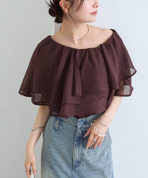 セール】シアーフリルオフショルブラウス（シャツ/ブラウス）｜mystic