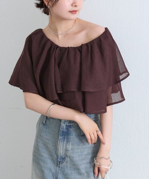 セール】シアーフリルオフショルブラウス（シャツ/ブラウス）｜mystic