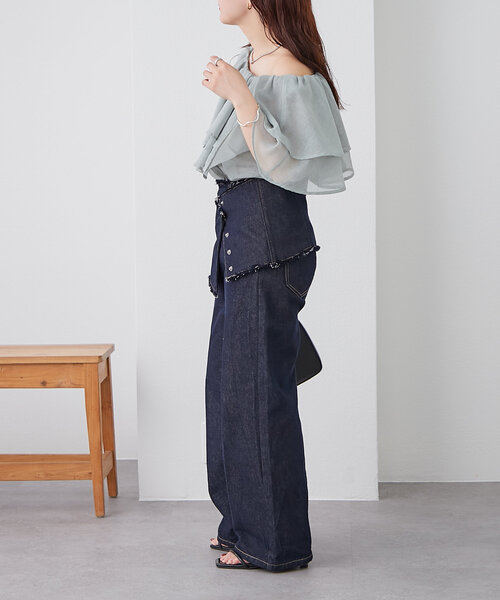 セール】シアーフリルオフショルブラウス（シャツ/ブラウス）｜mystic