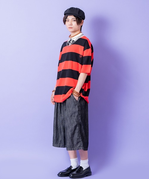 a.p.o.v.(エーピーオービー)の「a.p.o.v. 無加工デニムワイドハーフパンツ(デニムパンツ・メンズ・ネイビー/ブラック・ONESIZE)」の6枚目の写真