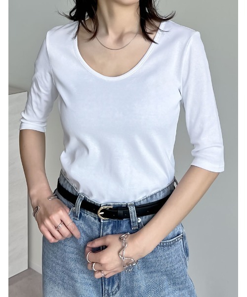 Re:EDIT(リエディ)の「バックオープン前後2WAY天竺カットソーTシャツ(Tシャツ/カットソー・レディース・ホワイト/レッド/ブラウン/ブラック・MEDIUM/LARGE)」の10枚目の写真