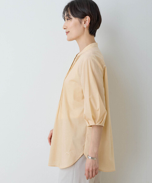 DECOY SINCE 1981（デコイシンスイチキュウハチイチ）の「ピンタックボリュームスリーブリネン混ブラウス（シャツ/ブラウス・レディース・グリーン/オレンジ/ネイビー・9号/11号/13号/15号/17号）」の5枚目の写真