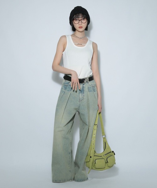 PAGEBOY(ページボーイ)の「ネックプレートタンク(タンクトップ・レディース・チャコールグレー/オフホワイト/グリーン系その他4・FREE)」の4枚目の写真